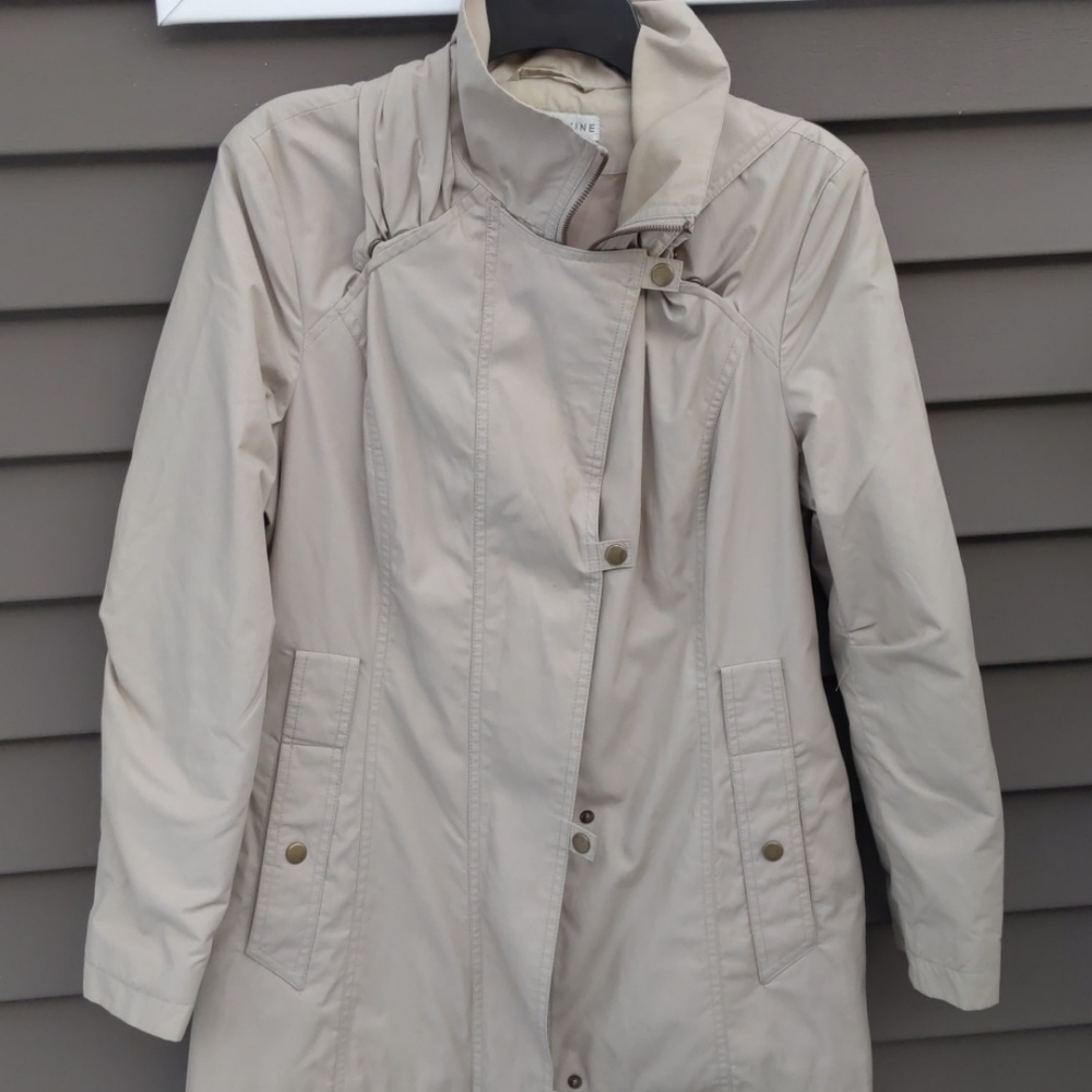 Larry Levine A-Line Light Tan Raincoat Small